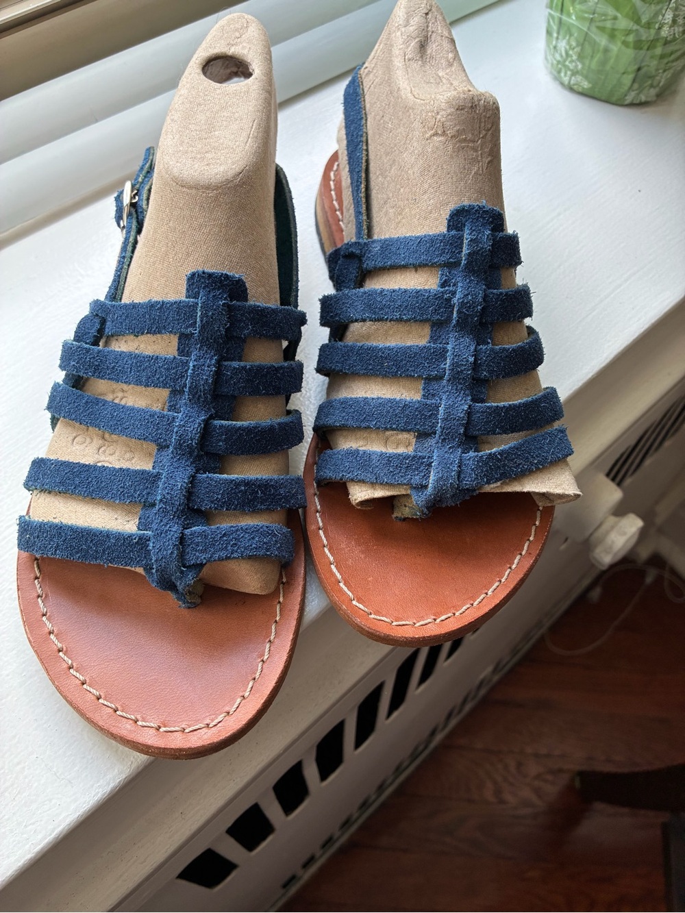 Navy Suede Strappy Sandals - Classic Casual